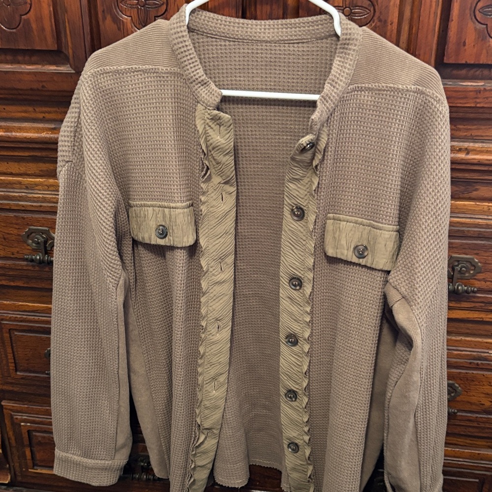 Women's Tan Button Down Shirt
